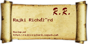 Rajki Richárd névjegykártya